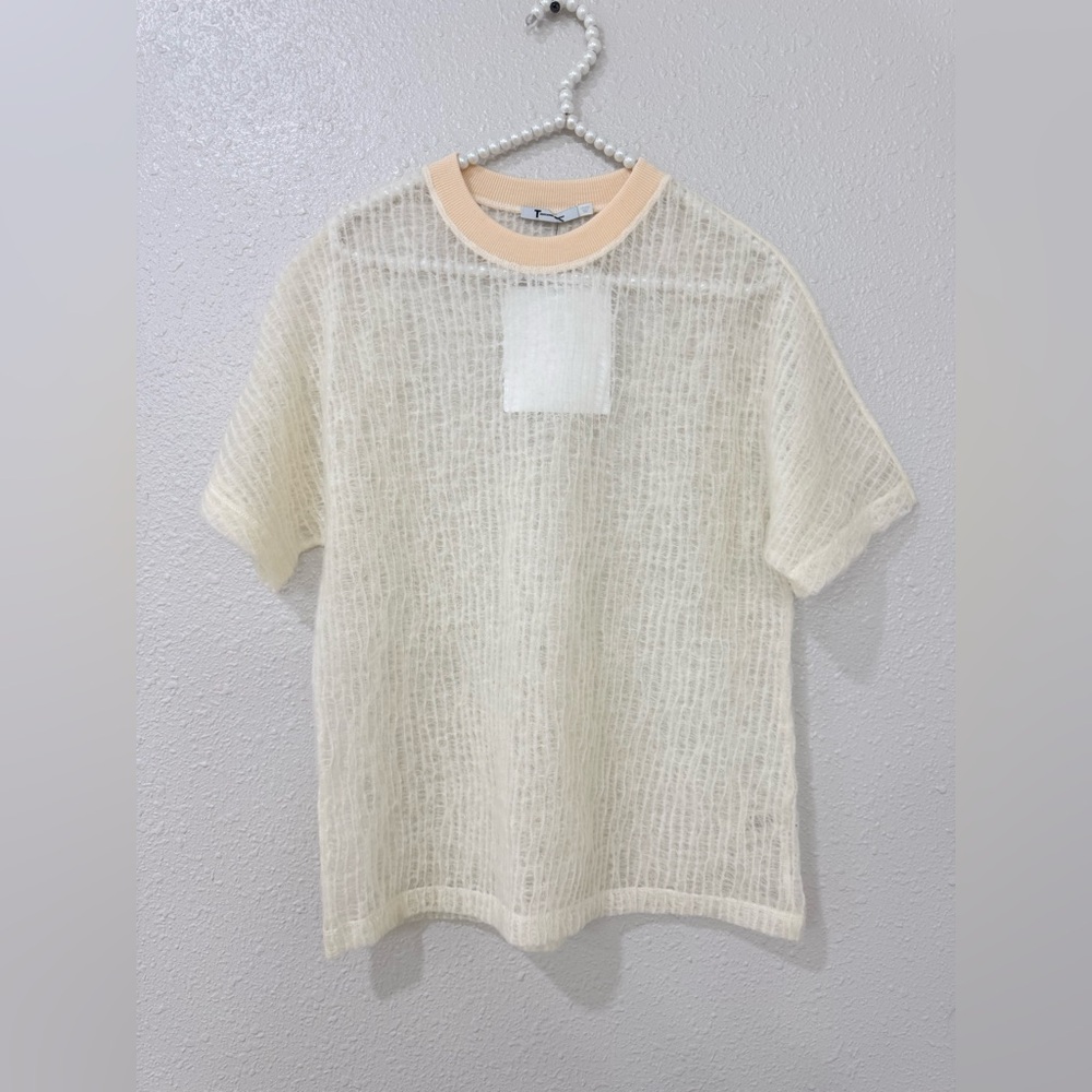 Alexander Wang Mesh Weave Short Sleeve  Wool Top Sweater Size S NWOT